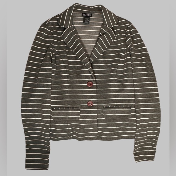 Soho Apparel Charcoal Striped Blazer - Picture 3 of 5